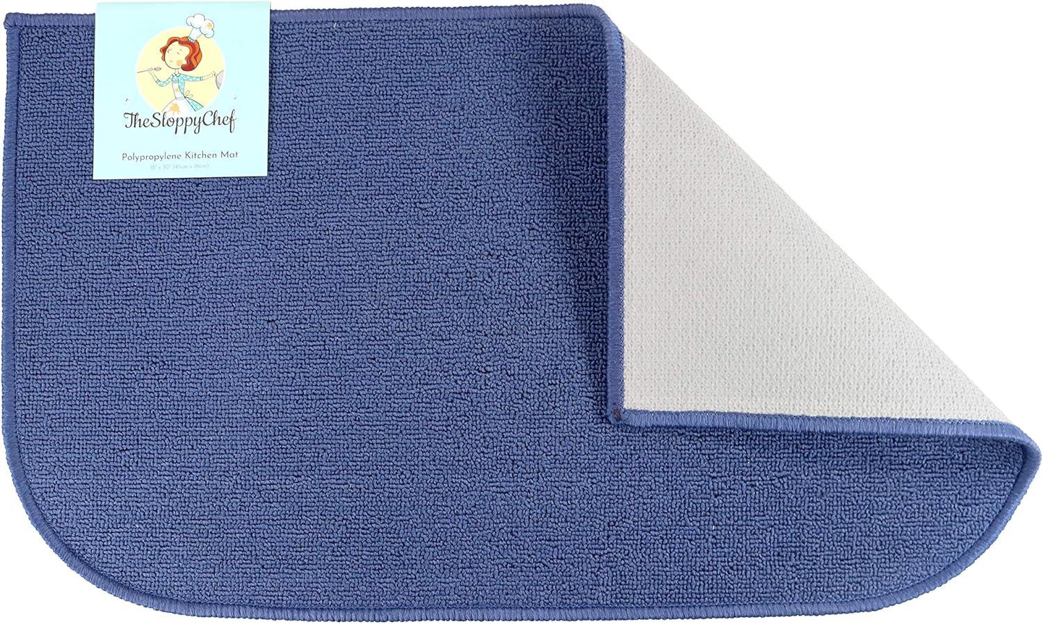 image:imageArkwright SC Jakarta 2 Pc Rug Mat Set Non Skid Latex Backing Floor Rugs for Home Kitchen Outdoor 16x23 amp 20x30 in BlueBlue