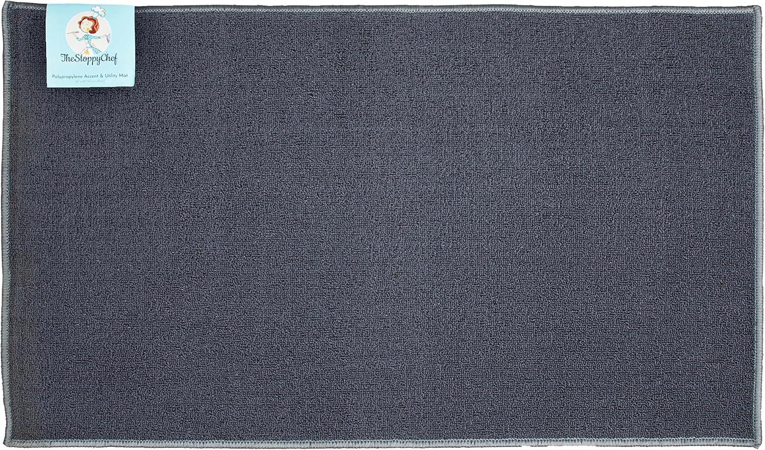 image:imageArkwright SC Jakarta 2 Pc Rug Mat Set Non Skid Latex Backing Floor Rugs for Home Kitchen Outdoor 16x23 amp 20x30 in BlueCharcoal