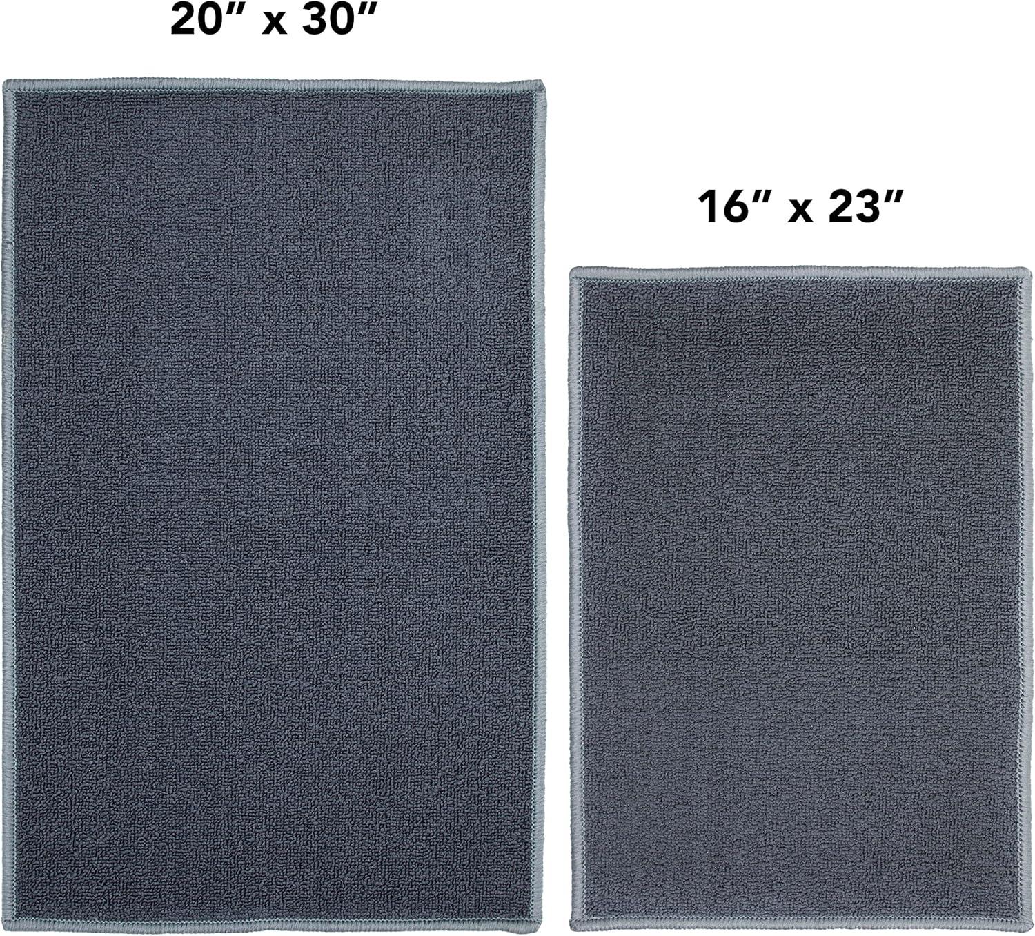 image:imageArkwright SC Jakarta 2 Pc Rug Mat Set Non Skid Latex Backing Floor Rugs for Home Kitchen Outdoor 16x23 amp 20x30 in BlueCharcoal