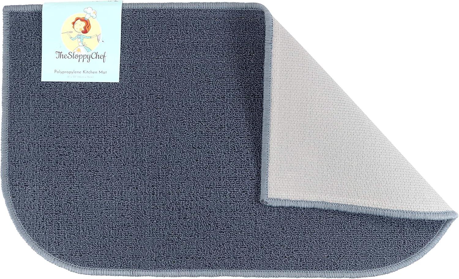 image:imageArkwright SC Jakarta 2 Pc Rug Mat Set Non Skid Latex Backing Floor Rugs for Home Kitchen Outdoor 16x23 amp 20x30 in BlueCharcoal
