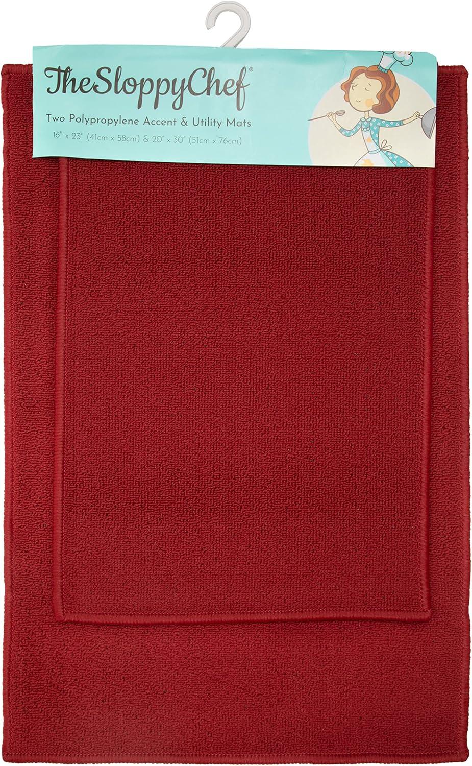 image:imageArkwright SC Jakarta 2 Pc Rug Mat Set Non Skid Latex Backing Floor Rugs for Home Kitchen Outdoor 16x23 amp 20x30 in BlueRed