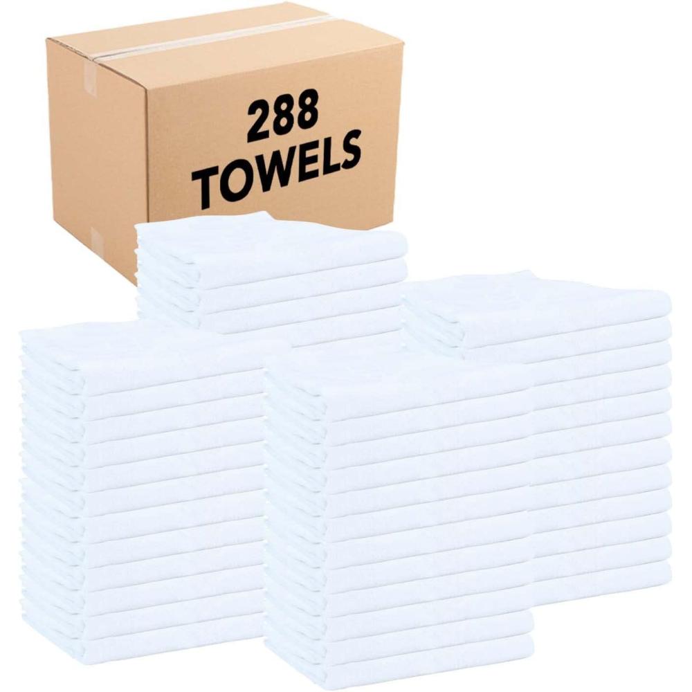 image:imageArkwright Herringbone Kitchen Tea Towels Case of 288 100 Percent Cotton Dishcloth Absorbent Quick Dry Bulk Dish Drying Towel 15 x 25 in Plain White