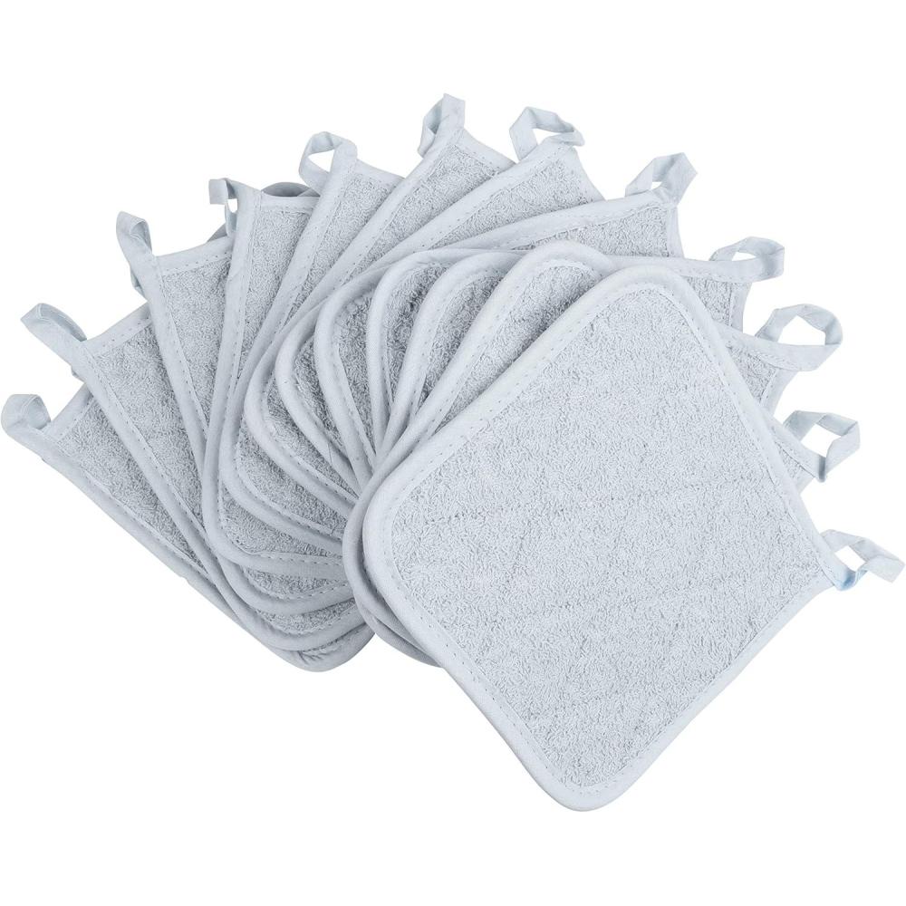 image:imageArkwright Pot Holders for Kitchen Heat Resistant Square Hot Pads Set of 12 Professional Grade Washable Cotton Coaster for Oven Cooking and Baking 7 x 7 in BlackGray