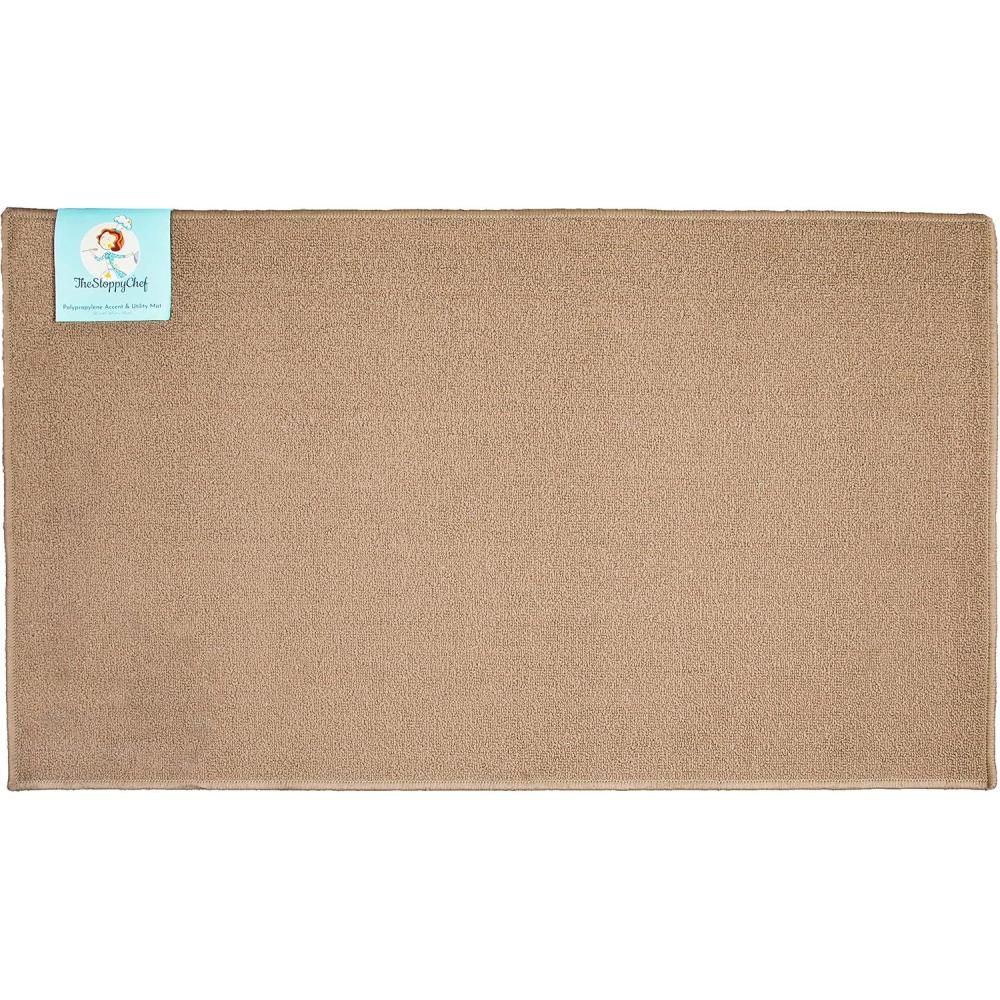 image:imageArkwright SC Jakarta 2 Pc Rug Mat Set  Non Skid Latex Backing Floor Rugs for Home Kitchen Outdoor 16x23 amp 20x30 in BlueTaupe