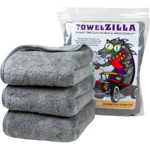 Arkwright TowelZilla Microfiber Cleaning Cloths – Ultra-Thick 800 GSM, Lint Free Car Drying Towel for Polishing, Washing, Auto Detailing, 25 x 36 in, Grey(Grey)