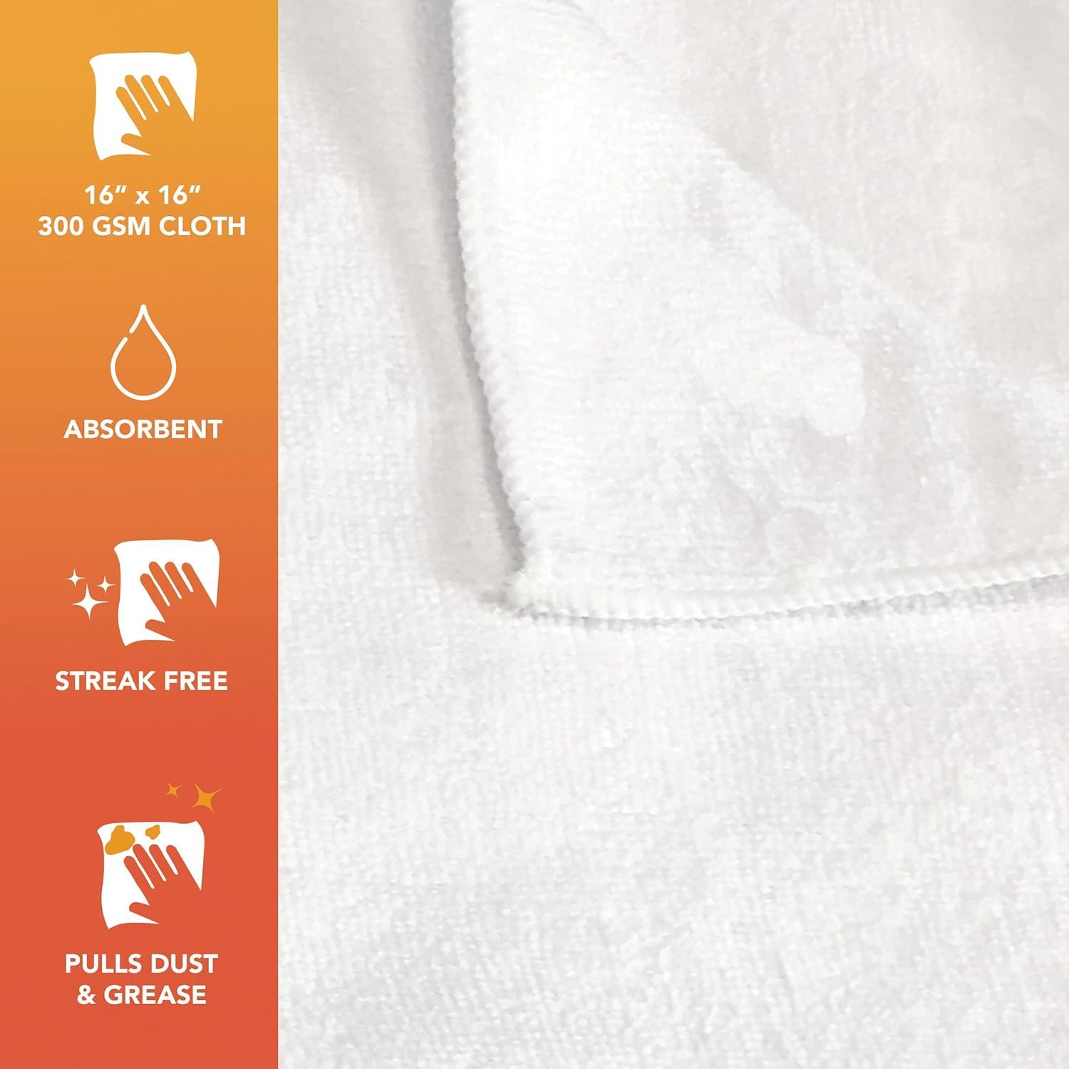 image:imageArkwright Microfiber Cleaning Cloths Pack of 12 Large Lint amp StreakFree Drying Wash Towels 300 GSM Super Absorbent amp Quick Dry Perfect Cleaner for Car Glass and Window 16 x 16 in WhiteWhite