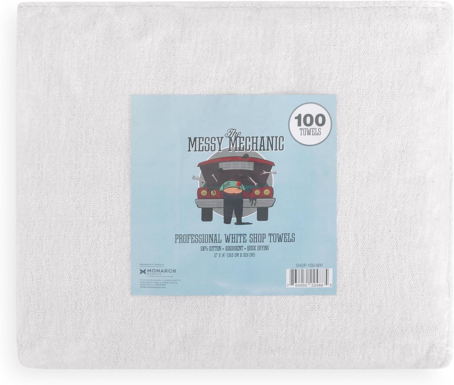 image:imageArkwright Multipurpose Shop Towels Bulk Pack of 50 Absorbent amp Quick Drying 100 Cotton Cleaning Shop Rags for Mechanic Automotive Restaurant and Housekeeping 12x14 in RedWhite