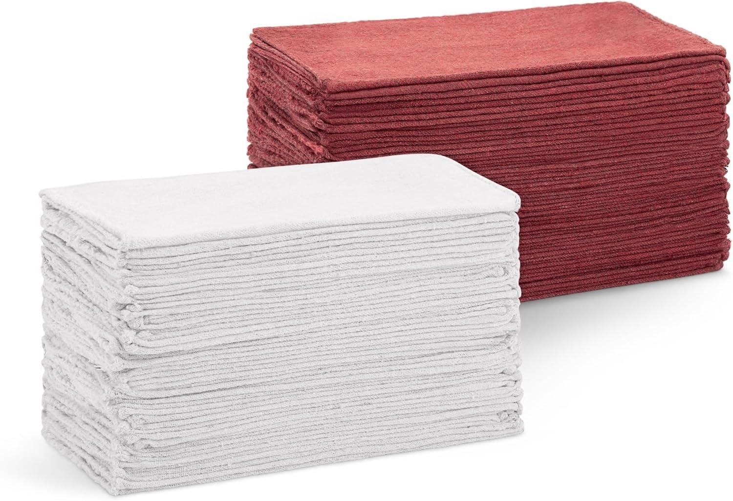 image:imageArkwright Multipurpose Shop Towels Bulk Pack of 50 Absorbent amp Quick Drying 100 Cotton Cleaning Shop Rags for Mechanic Automotive Restaurant and Housekeeping 12x14 in RedWhite