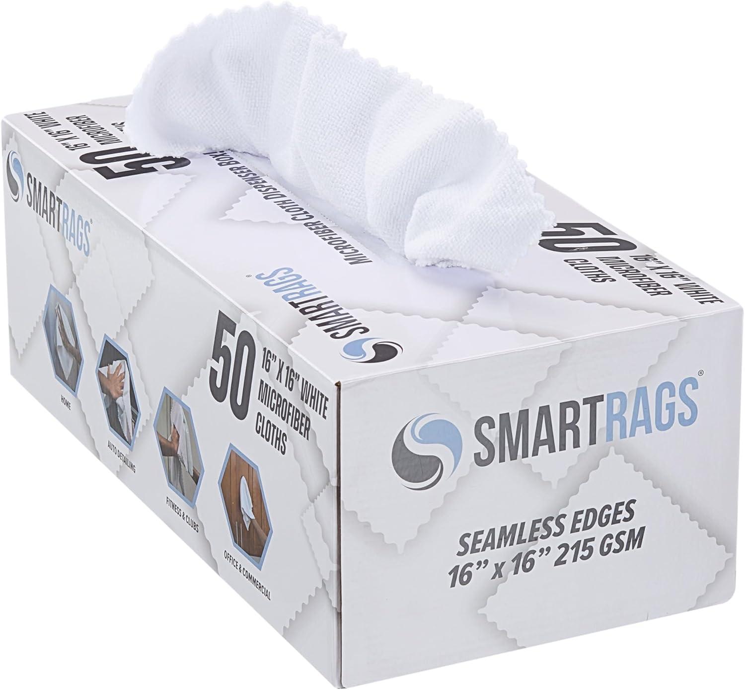 image:imageArkwright Smart Rags Microfiber Cleaning Cloths Pack of 50 in a Box Lint Free 180 GSM Reusable Towels for Auto Office and Household Cleaning 12 x 12 in WhiteWhite