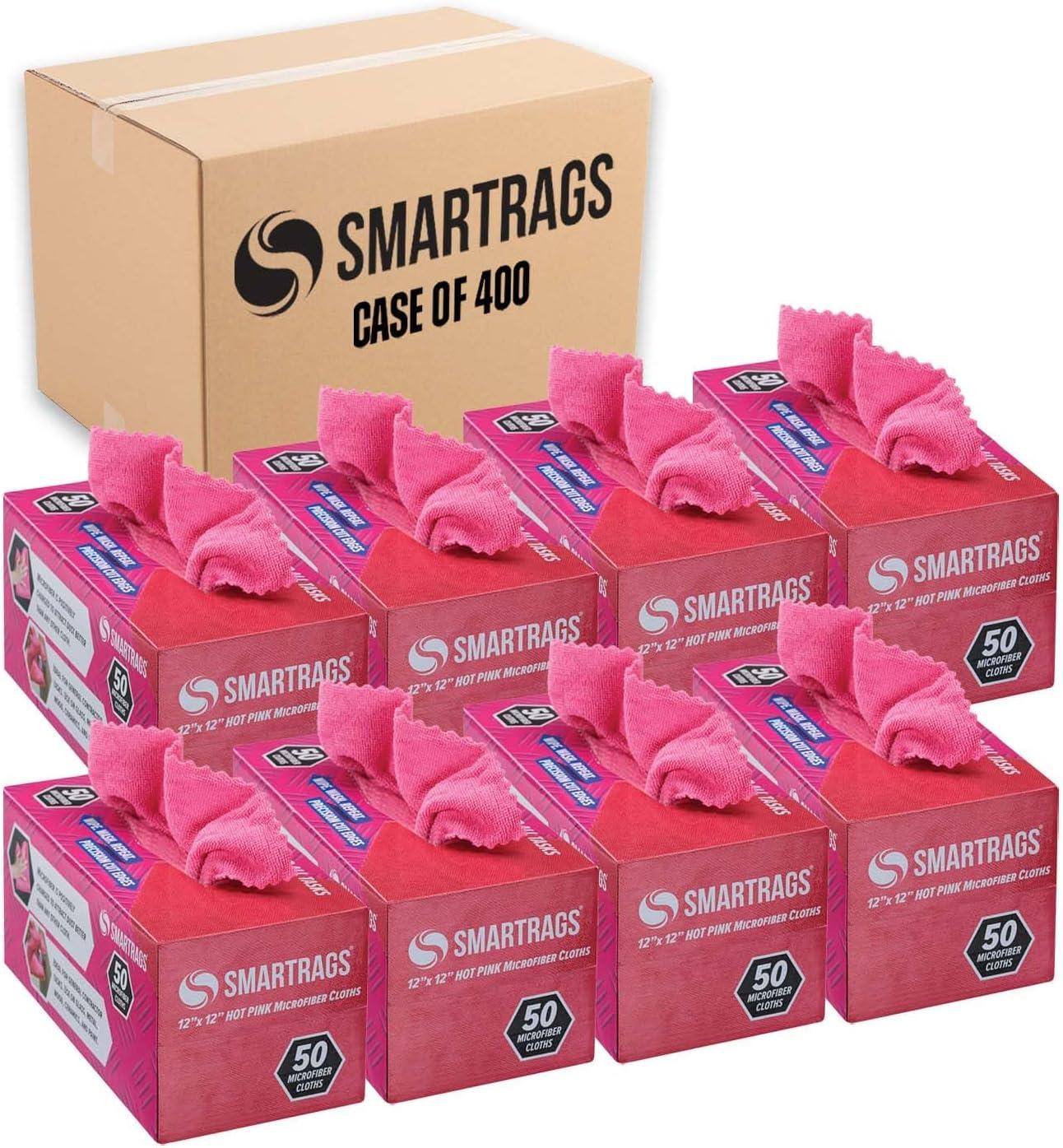 image:imageArkwright Smart Rags Microfiber Cleaning Cloths Pack of 50 in a Box Lint Free 180 GSM Reusable Towels for Auto Office and Household Cleaning 12 x 12 in WhitePink