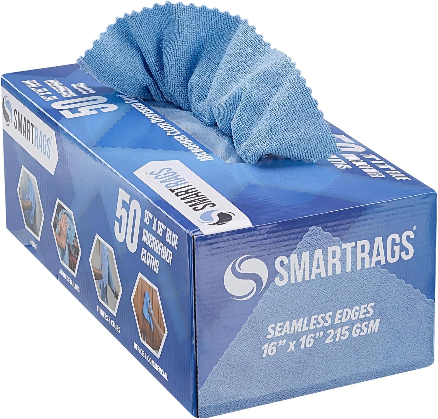 image:imageArkwright Smart Rags Microfiber Cleaning Cloths Pack of 50 in a Box Lint Free 180 GSM Reusable Towels for Auto Office and Household Cleaning 12 x 12 in WhiteBlue