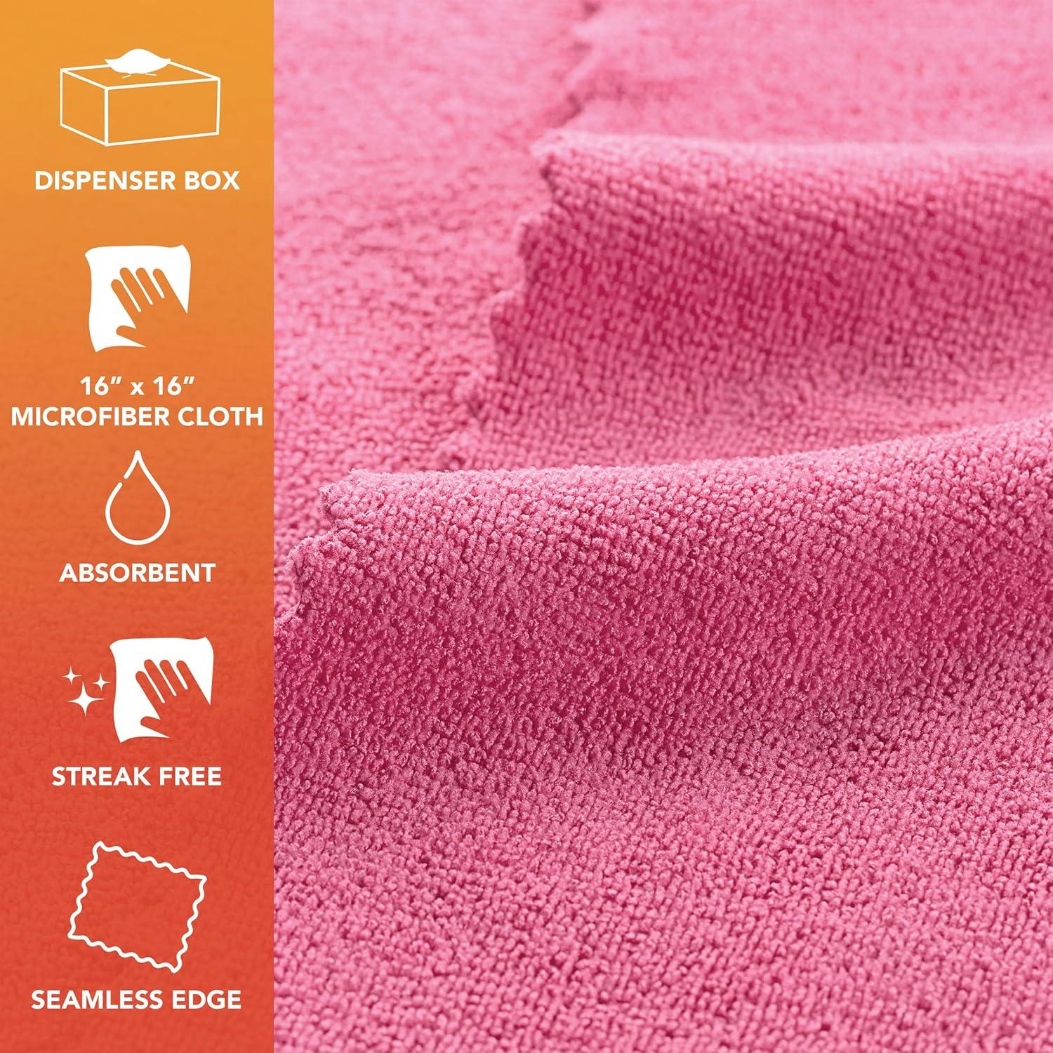 image:imageArkwright Smart Rags Microfiber Cleaning Cloths Pack of 50 in a Box Lint Free 180 GSM Reusable Towels for Auto Office and Household Cleaning 12 x 12 in WhitePink