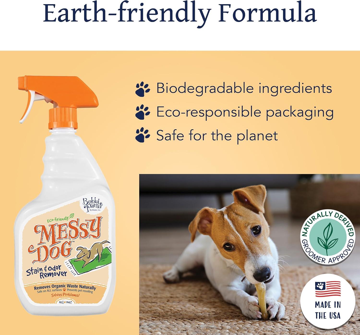 image:imageBobbi Panter Messy Dog Stain amp Odor Remover BioEnzymatic Power Biodegradable Formula for Tough Stains Odors amp Pet Messes EarthFriendly PetSafe NonToxic 32 fl oz Spray Bottle32 Fl Oz Pack of 1