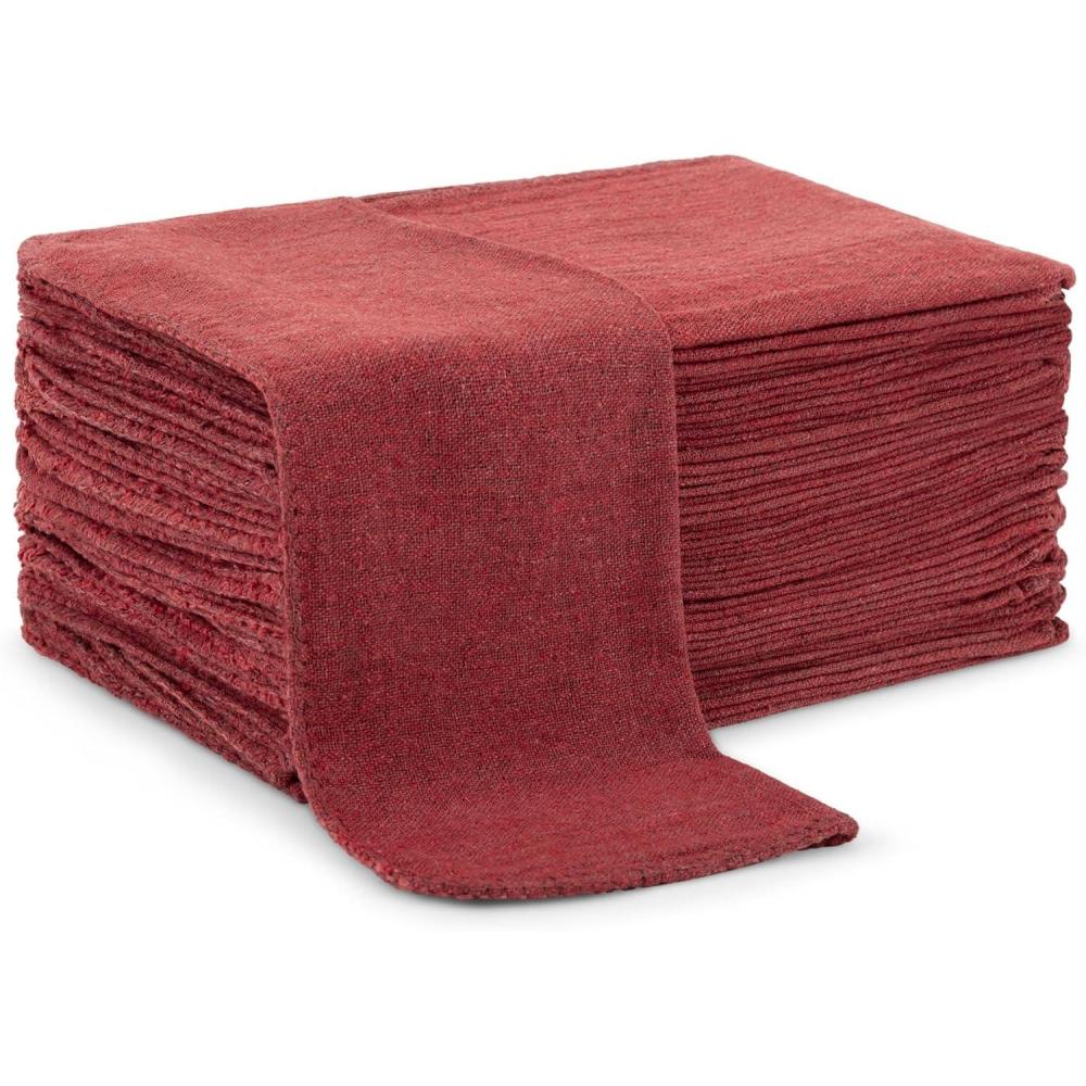 image:imageArkwright Multipurpose Shop Towels Bulk Pack of 50 Absorbent amp Quick Drying 100 Cotton Cleaning Shop Rags for Mechanic Automotive Restaurant and Housekeeping 12x14 in RedRed