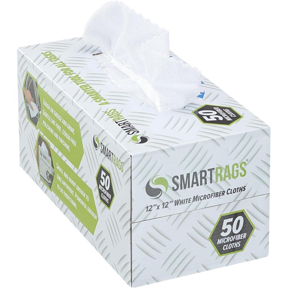 image:imageArkwright Smart Rags Microfiber Cleaning Cloths Pack of 50 in a Box Lint Free 180 GSM Reusable Towels for Auto Office and Household Cleaning 12 x 12 in WhiteWhite