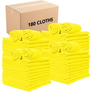 Arkwright Microfiber Cleaning Cloths – (Pack of 12) Large Lint & Streak-Free Drying Wash Towels, 300 GSM Super Absorbent & Quick Dry, Perfect Cleaner for Car, Glass, and Window, 16 x 16 in, White(Yellow)