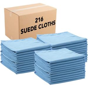 Arkwright Microfiber Suede Glass Cloths – (Case of 216) Absorbent Dish Drying Cloth, Bulk Cleaning Towel Set Perfect for Home, Kitchen, Gym, Cars, and Glass, 16 x 16 in, Blue(Blue)