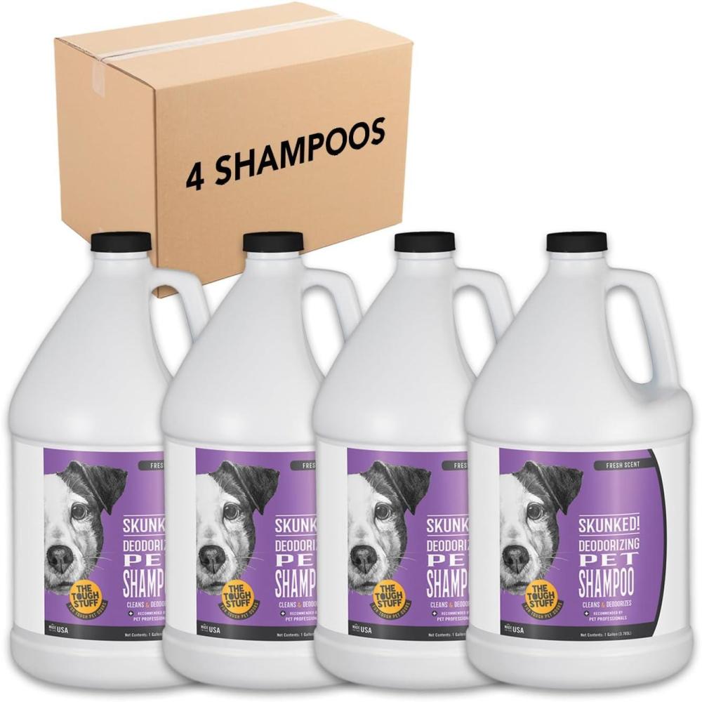 image:imageNilodor SKUNKED Deodorizing Dog Shampoo Case of 41 Gallon Bottles Essential Oil Formula for Immediate Odor Relief Mild amp NonIrritating Deep Clean Wash for Dogs