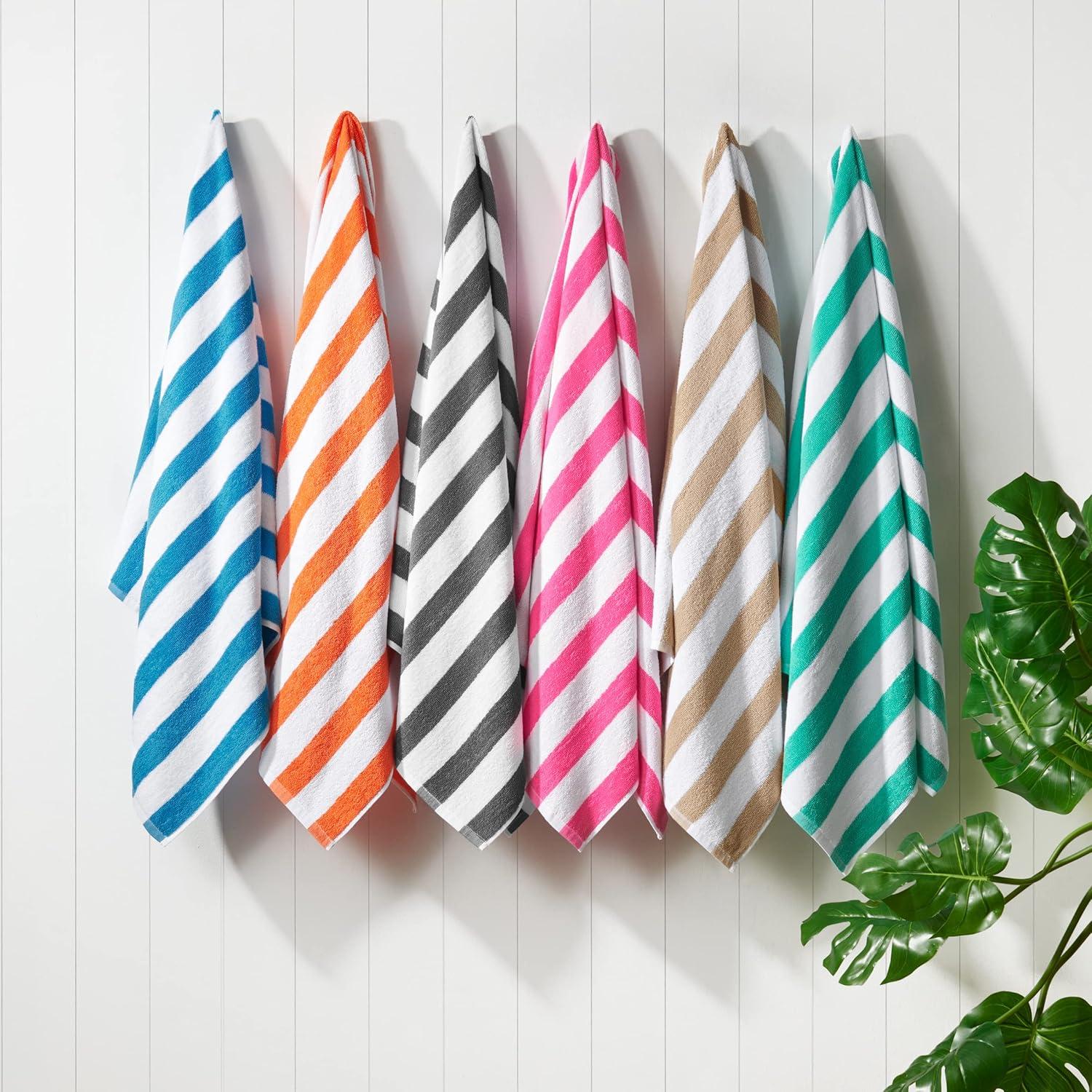 image:imageArkwright Cali Cabana Stripe Beach Towel Case of 32 Soft Quick Dry 100 Cotton Terry Towels Set for Pool Swim and Hot Tub 30 x 60 in BeigeBeige