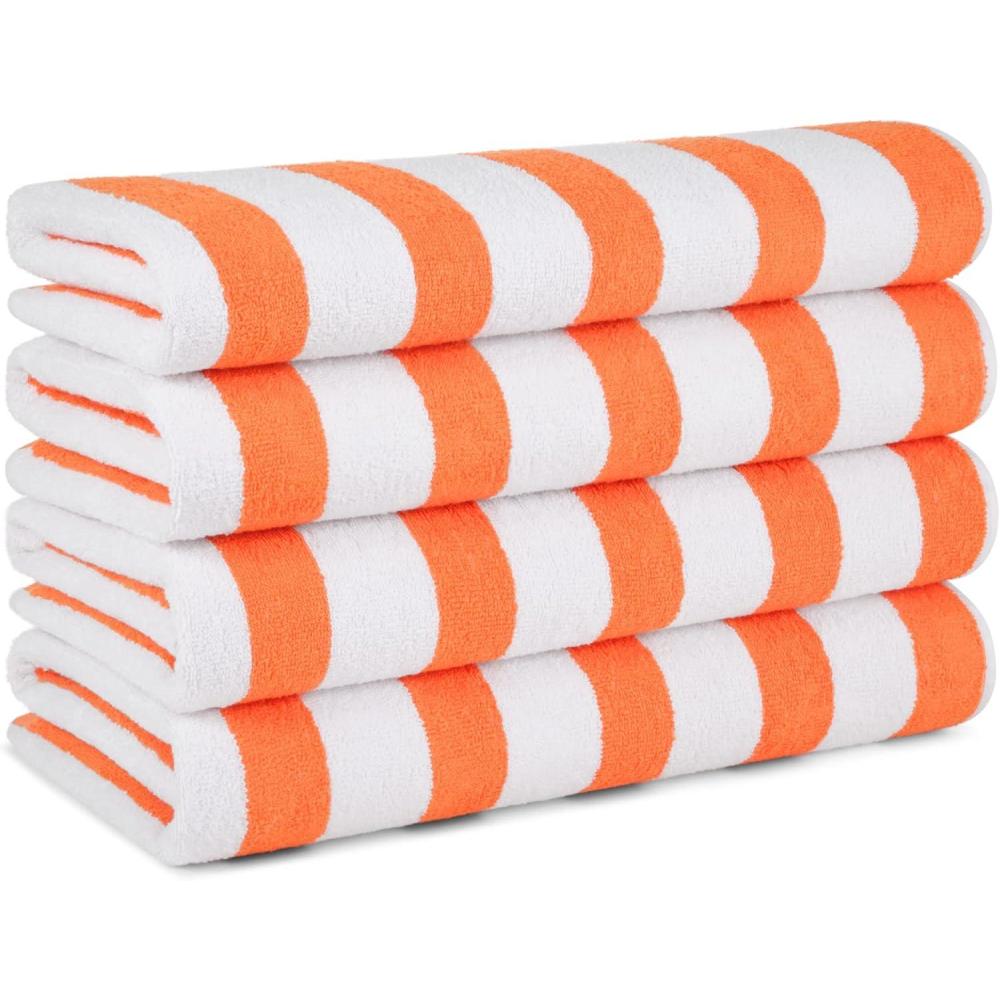 image:imageArkwright Cali Cabana Stripe Beach Towel Case of 32 Soft Quick Dry 100 Cotton Terry Towels Set for Pool Swim and Hot Tub 30 x 60 in BeigeOrange