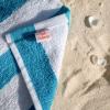 Arkwright Cali Cabana Stripe Beach Towel – Case of 32, Soft Quick Dry 100% Cotton Terry Towels Set for Pool, Swim, and Hot Tub, 30 x 60 in, Beige(Blue)