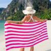 Arkwright Cali Cabana Stripe Beach Towel – Case of 32, Soft Quick Dry 100% Cotton Terry Towels Set for Pool, Swim, and Hot Tub, 30 x 60 in, Beige(Pink)