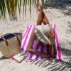 Arkwright Cali Cabana Stripe Beach Towel – Case of 32, Soft Quick Dry 100% Cotton Terry Towels Set for Pool, Swim, and Hot Tub, 30 x 60 in, Beige(Pink)