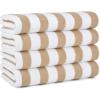 Arkwright Cali Cabana Stripe Beach Towel – Case of 32, Soft Quick Dry 100% Cotton Terry Towels Set for Pool, Swim, and Hot Tub, 30 x 60 in, Beige(Beige)