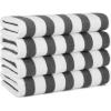 Arkwright Cali Cabana Stripe Beach Towel – Case of 32, Soft Quick Dry 100% Cotton Terry Towels Set for Pool, Swim, and Hot Tub, 30 x 60 in, Beige(Grey)