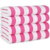 Arkwright Cali Cabana Stripe Beach Towel – Case of 32, Soft Quick Dry 100% Cotton Terry Towels Set for Pool, Swim, and Hot Tub, 30 x 60 in, Beige(Pink)